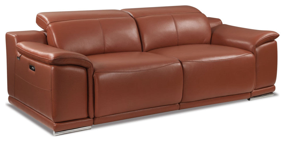 Veneto Italian Leather Power Reclining Sofa Camel