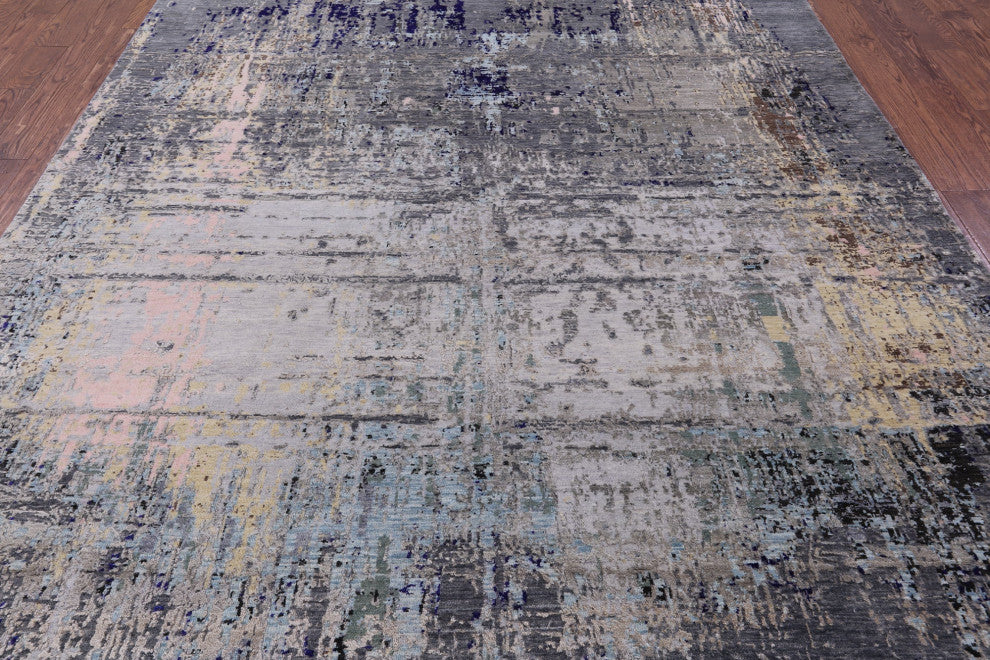 8' 1" X 9' 10" Abstract Wool & Silk Handmade Rug - Q13691
