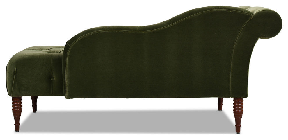 Samuel Velvet Tufted Chaise Lounge, Right-Arm Facing, Olive Green Performance Velvet