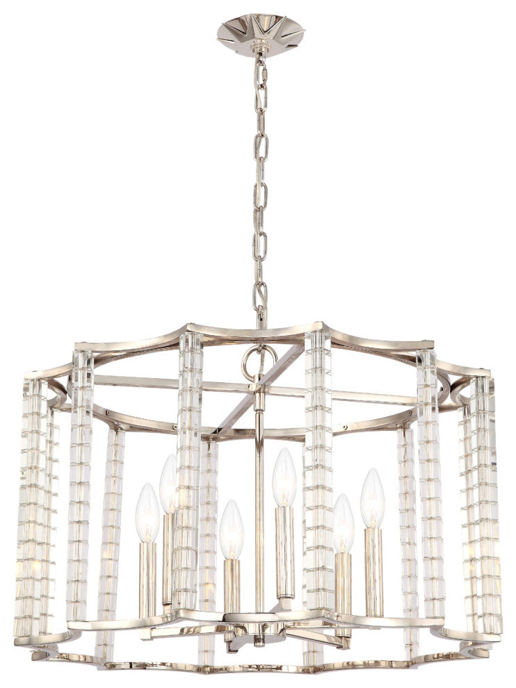 Crystorama Lighting Group 8856 Carson 6 Light 28"W Crystal - Polished Nickel