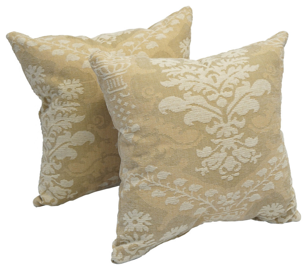 17" Jacquard Throw Pillows With Inserts, Set of 2, King Louis