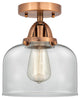 Large Bell Semi-Flush Mount, Antique Copper, Clear, Clear