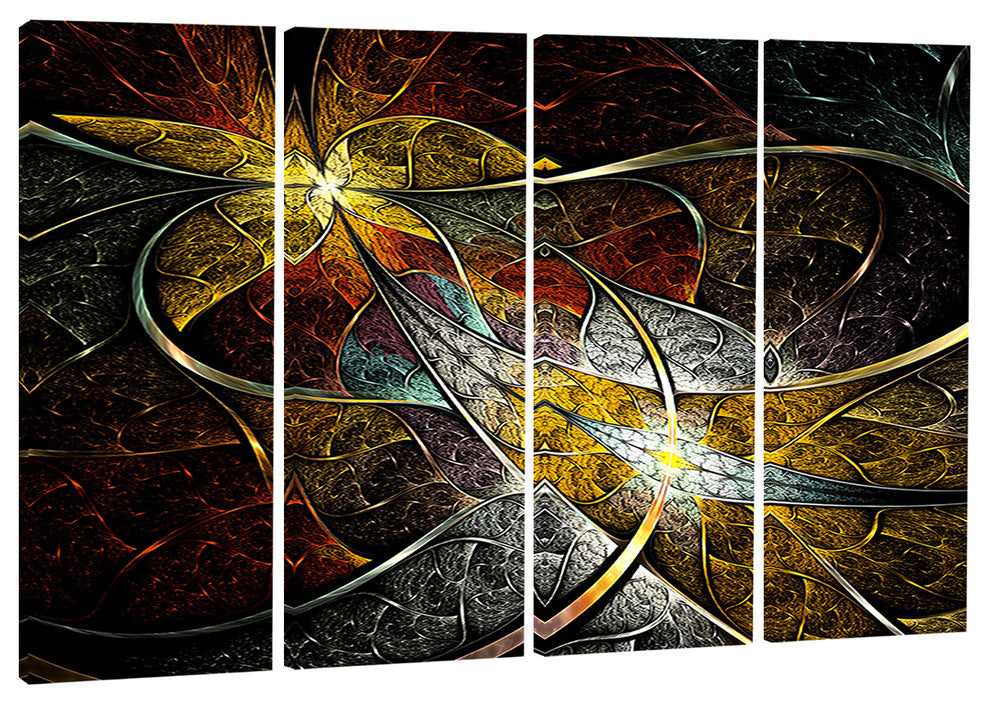 "Symmetrical Fractal Flower" Digital Canvas Print, 4 Panels, 48"x28"