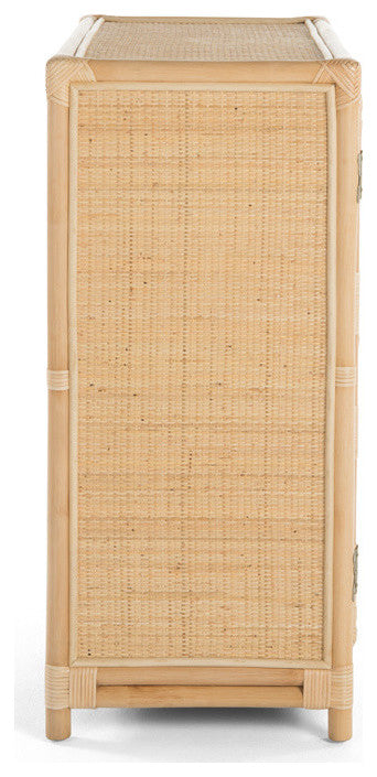 Rattan Chippendale Storage Cabinet With 2 Doors, Natural