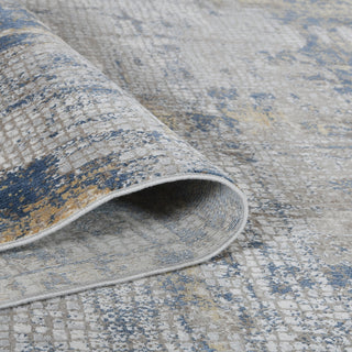 Haleena Draper Indigo Polyester Blend Area Rug, 7'6"x9'6"