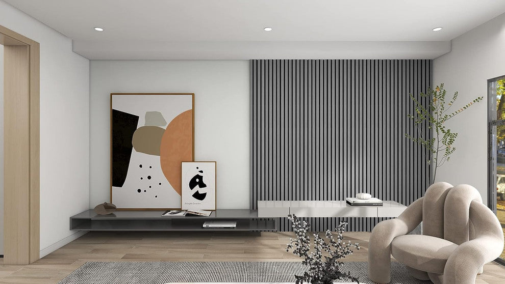 Acoustic Wood Wall Panels | Soundproof Paneling For Wall Decor, Grey, Pack of 6, Acoustica