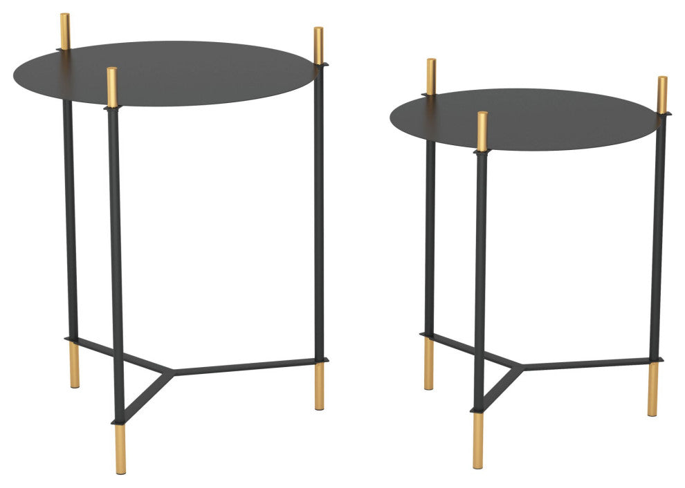 Sofa Side Table, Round, Steel Metal, Black, Gold, Lounge Cafe Lobby Hospitality