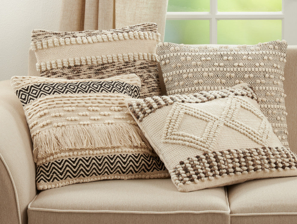Throw Pillow Cover With Moroccan Design, Poly Filled