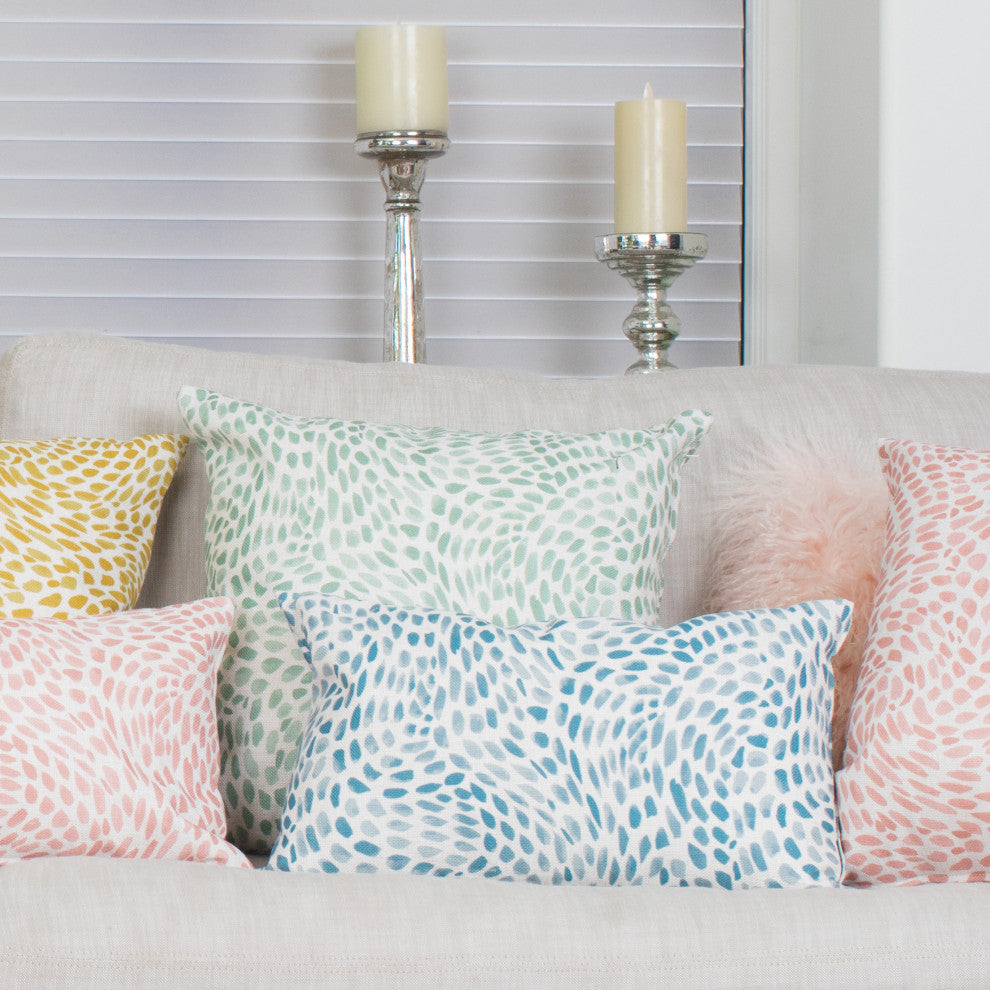Matisse Dots Toile Blue Throw Pillow 12x19, with Polyfill Insert