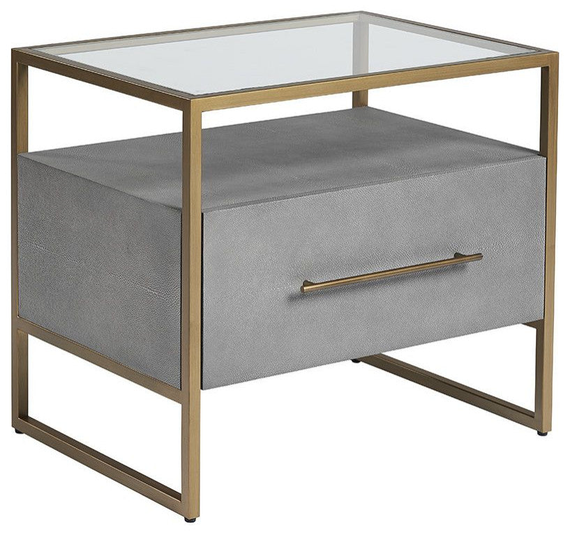 Venice Nightstand, Shagreen Leather