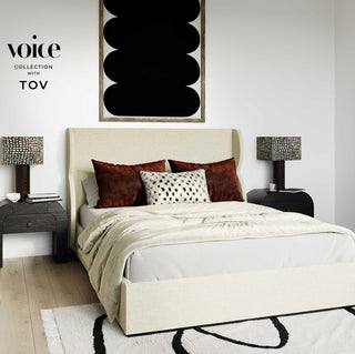TOV Furniture Jibriyah Beige Tweed Bed in King
