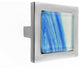 Hand Brushed Blue Tilted Stroke Crystal Glass Brushed Nickel Square Manor Knob