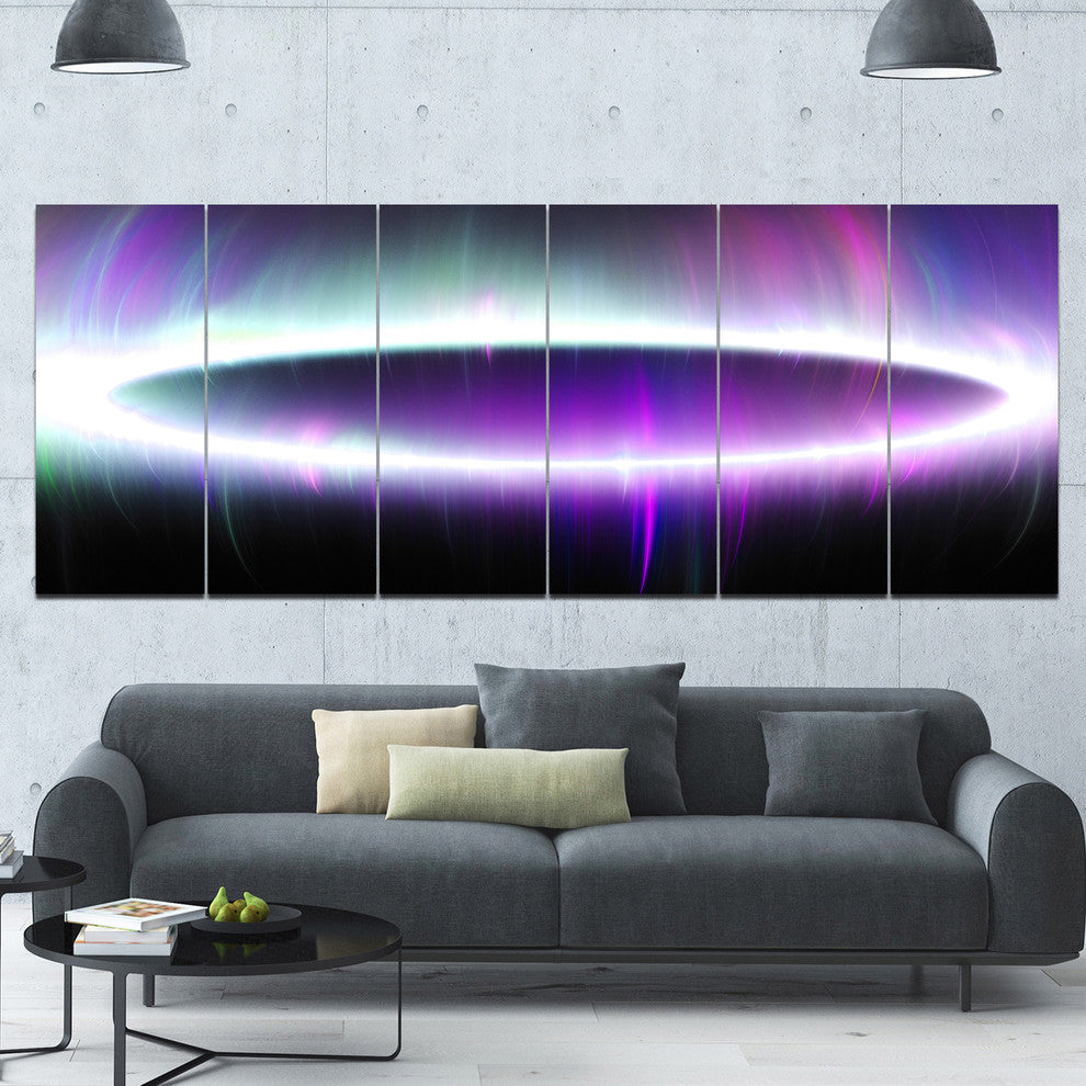 Beautiful Purple Northern Lights, Abstract Canvas Art Print, 70"x28", 6 Panels