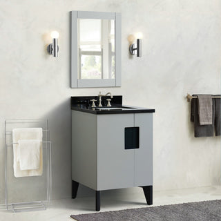 25" Single Sink Vanity, Light Gray Finish With Black Galaxy Granite