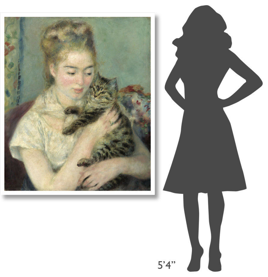 "Woman with a Cat" Digital Paper Print by Pierre-Auguste Renoir, 39"x46"
