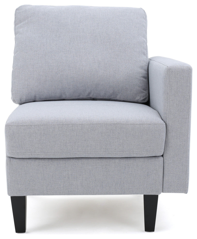 GDF Studio Carolina Fabric Sectional Couch With Storage Ottoman, Light Gray