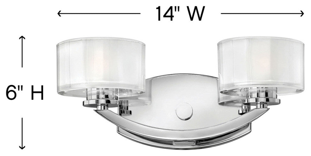 Hinkley Meridian Small Two Light Vanity, Chrome