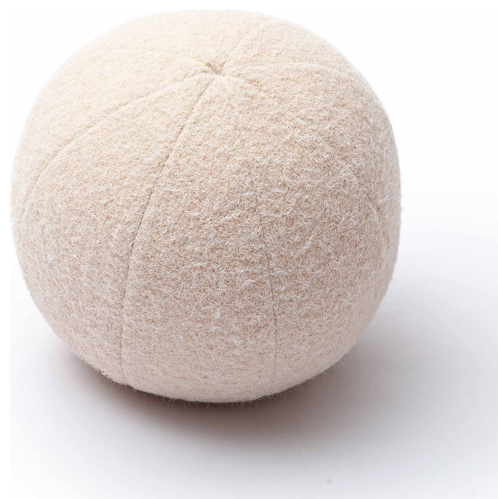 Boba Round Pillow, Rose-Tan Long Mohair, 14"