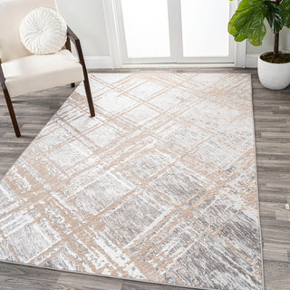 Slant Modern Abstract Beige/Gray 4 ft. x 6 ft. Area Rug