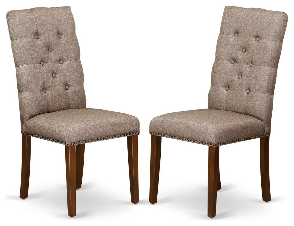 5Pc Dining Set - 4 Kitchen Parson Chairs, Butterfly Leaf Table, Mahogany Finish