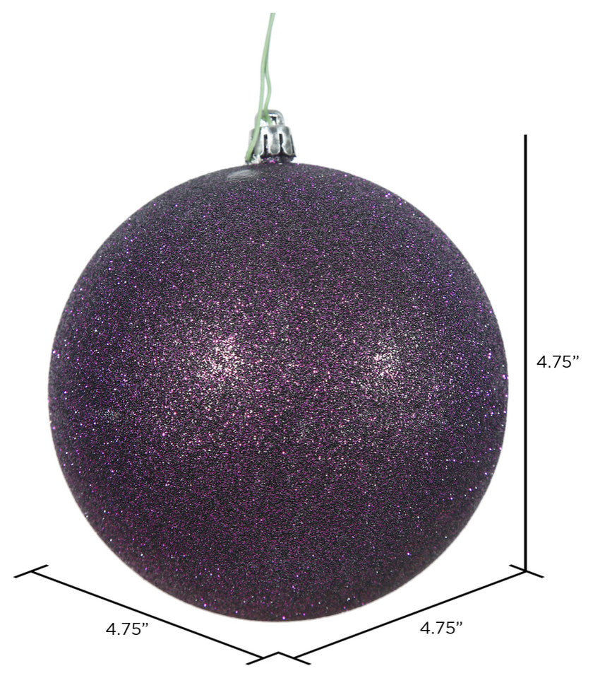 Vickerman N591226Dg 4.75" Plum Glitter Ball Ornament, 4 Per Bag