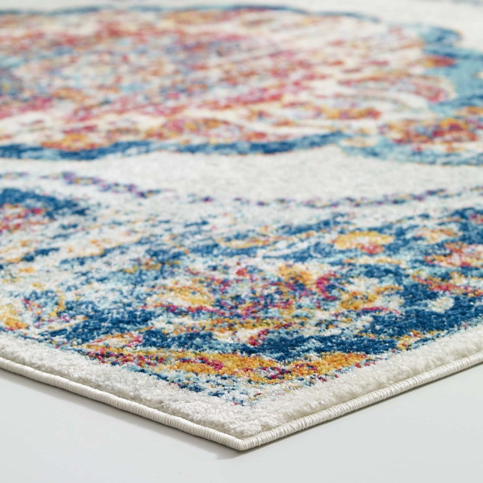 Entourage Malia Distressed Vintage Floral Persian Medallion 8x10 Area Rug