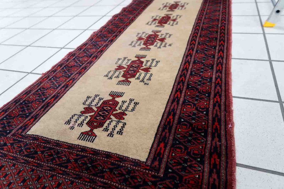 Handmade Vintage Uzbek Bukhara Runner 2'x6.2', 61cmx190cm 1960s