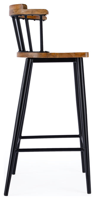 Merrick Wood and Iron Spindle Bar Stool