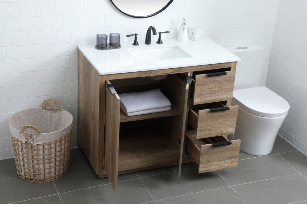 Bethany Single Bathroom Vanity, Natural Oak, 42"