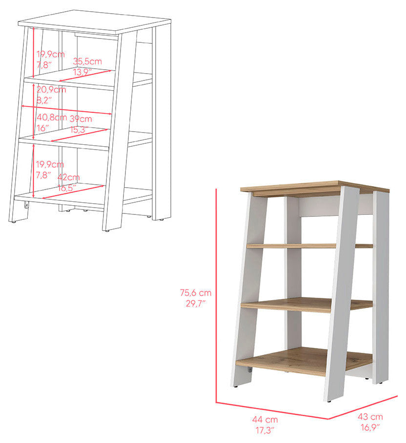 Linen Cabinet Jenne, Bathroom, Light Oak / White