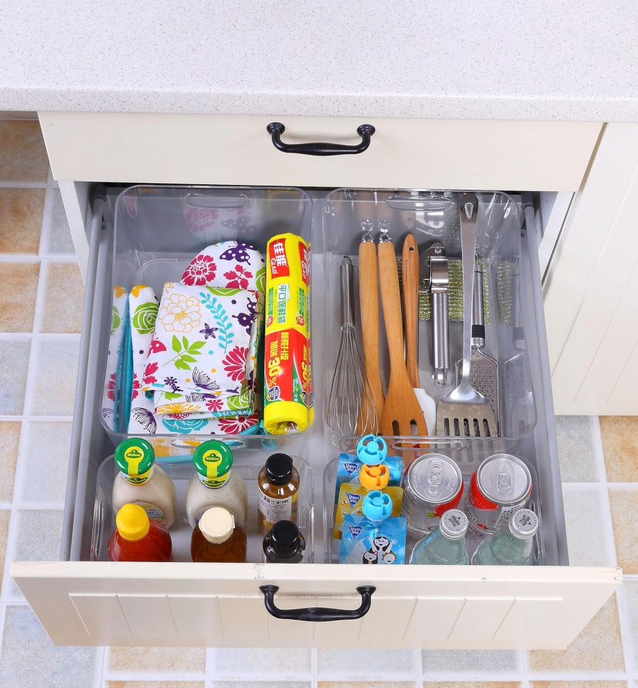 Open Bin Storage Basket Under Cabinet Caddy, Clear