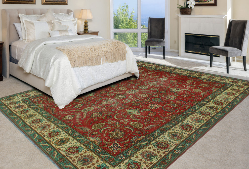 Fine Vintage Distressed Sayra Red/Beige Rug, 9'7x11'1