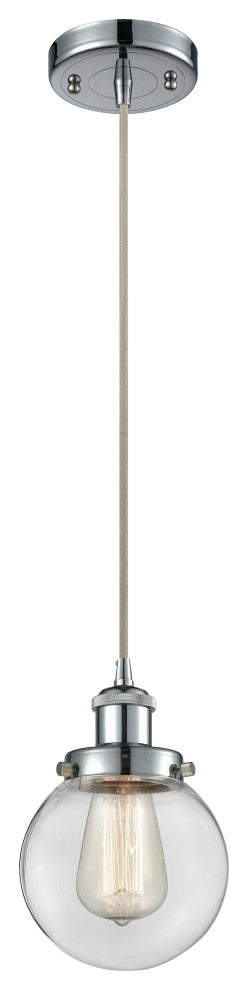 Beacon 1-Light Mini Pendant, Polished Chrome, Clear