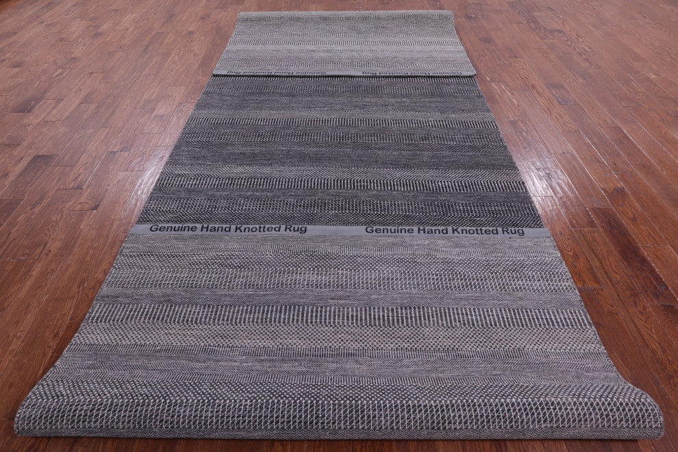 6' 0" X 18' 0" Wool and Silk Hand Knotted Savannah Grass Rug Q11988