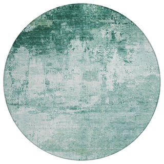 Machine Washable Indoor/Outdoor Chantille ACN1766 Aqua 8' x 8' Round Rug