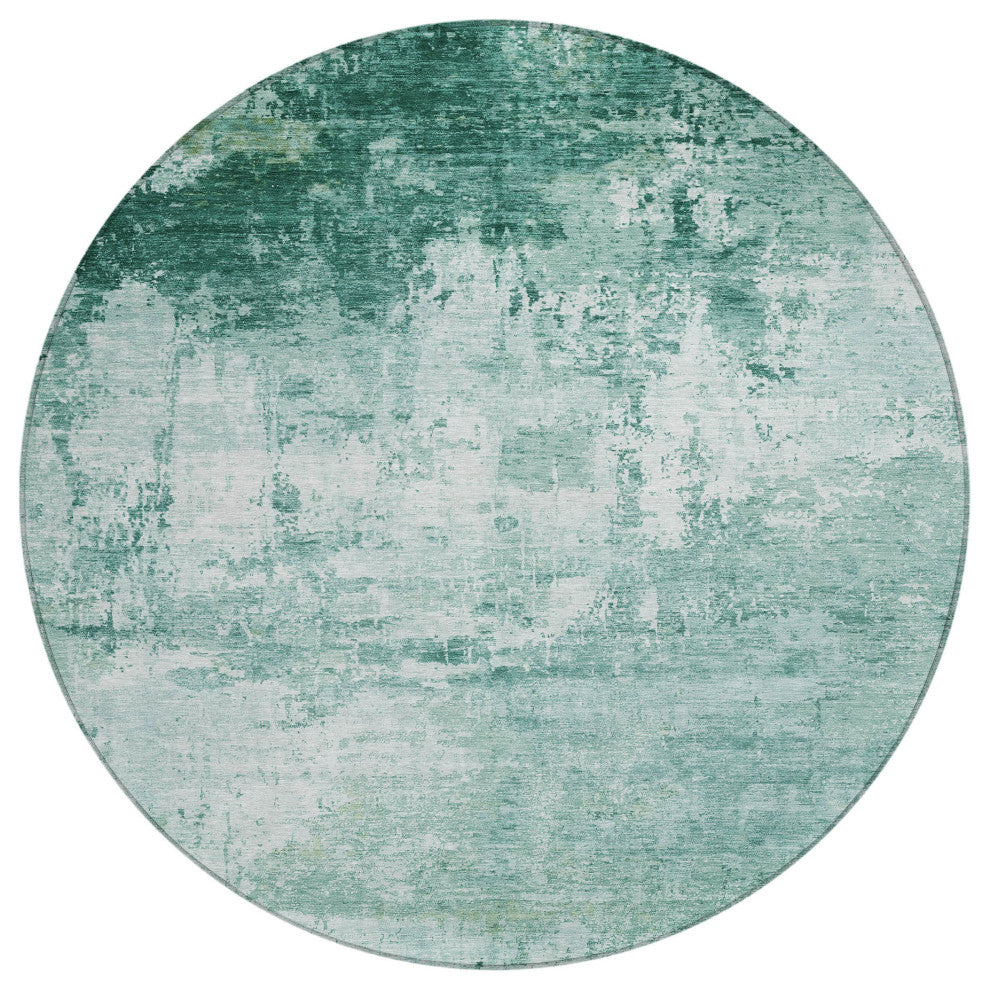 Machine Washable Indoor/Outdoor Chantille ACN1766 Aqua 8' x 8' Round Rug
