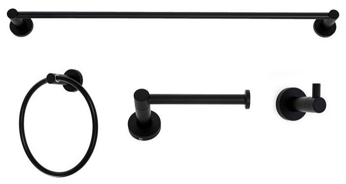 Italia Florence Series 4 Piece Bathroom Accessory Set in Matte Black