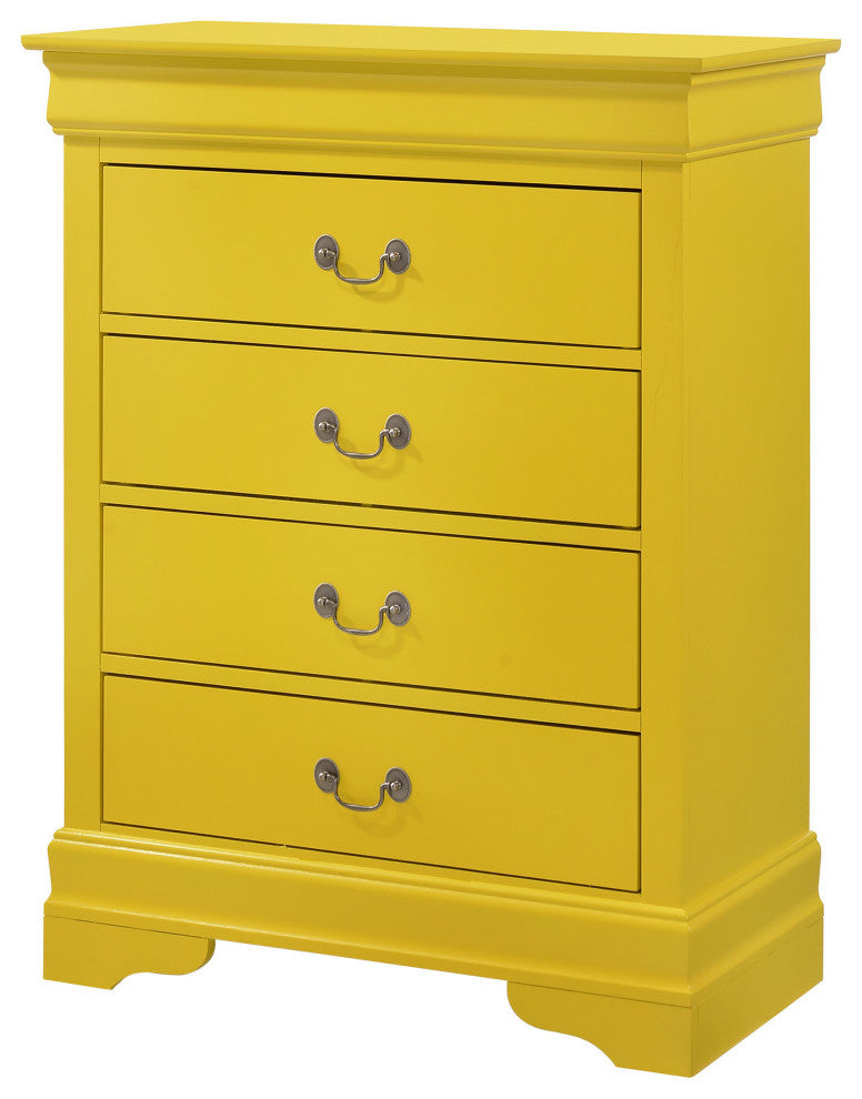 Louis Phillipe Yellow 4 Drawer Chest of Drawers, 41, L. X 16, W. X 41, H.