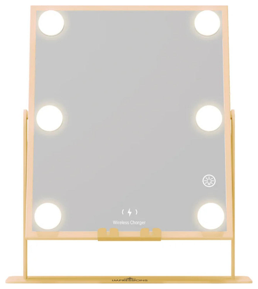 Hollywood Tri-Tone LED Modern Makeup Mirror, Champagne Gold