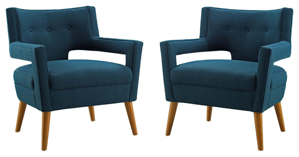Armchair Accent Chair, Set of 2, Fabric, Navy Blue, Modern, Lounge Hospitality