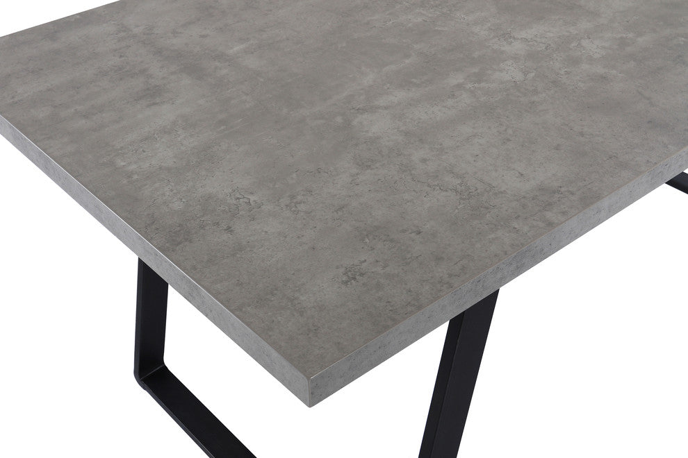 Toronto Dining Table, Gray Powder Coated Finish With Cement Gray Top