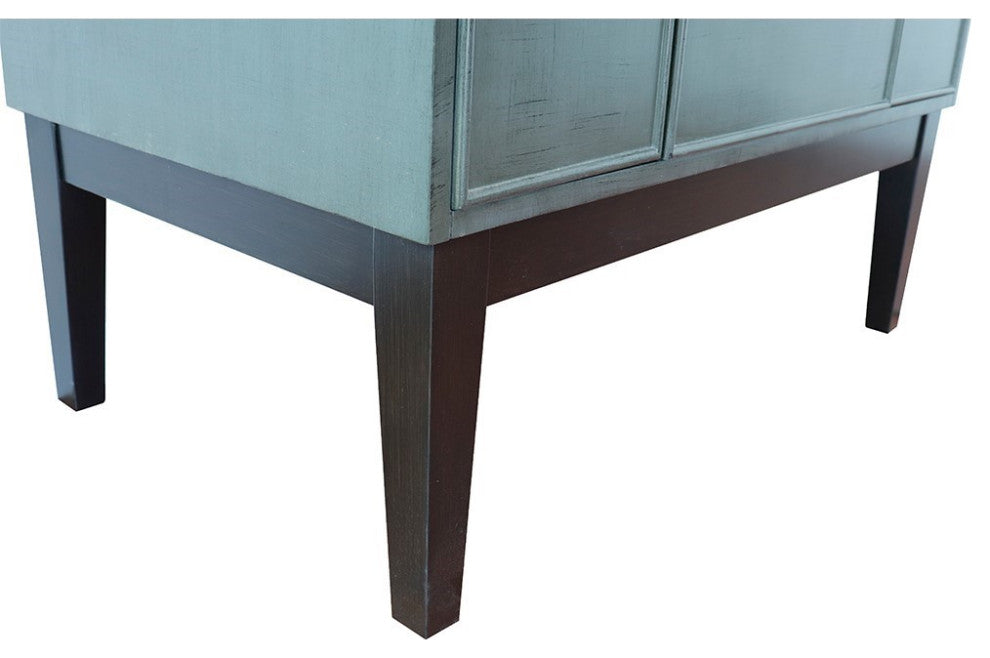 37" Single Vanity, Linen Gray Finish With Gray Granite Top And Oval Sink