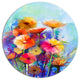 Abstract Floral Watercolor Painting, Modern Floral Round Wall Art, 38"