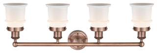 Canton 4-Light 32" Bath Vanity Light, Antique Copper Finish, Matte White Shade