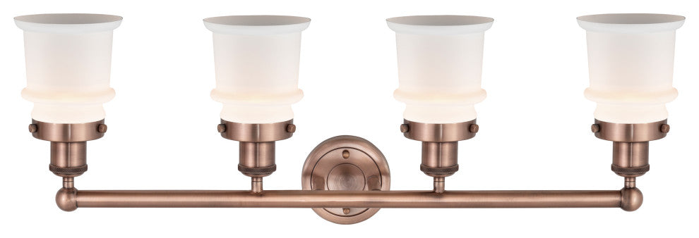 Canton 4-Light 32" Bath Vanity Light, Antique Copper Finish, Matte White Shade