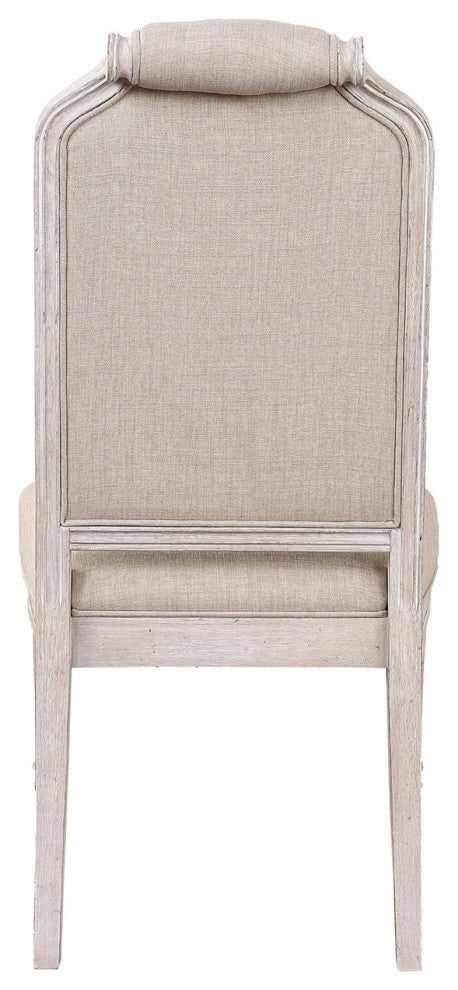 Set of 2 Upholstered Side Chairs in Antique Champagne Finish