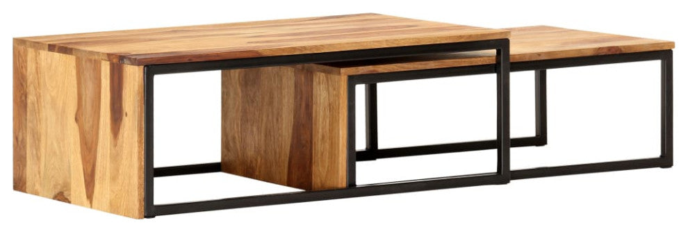 vidaXL Nesting Tables 2 pcs Solid Sheesham Wood