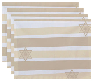 Decorative Holiday Placemat, Set of 4, Stripe, Cream/Off-White