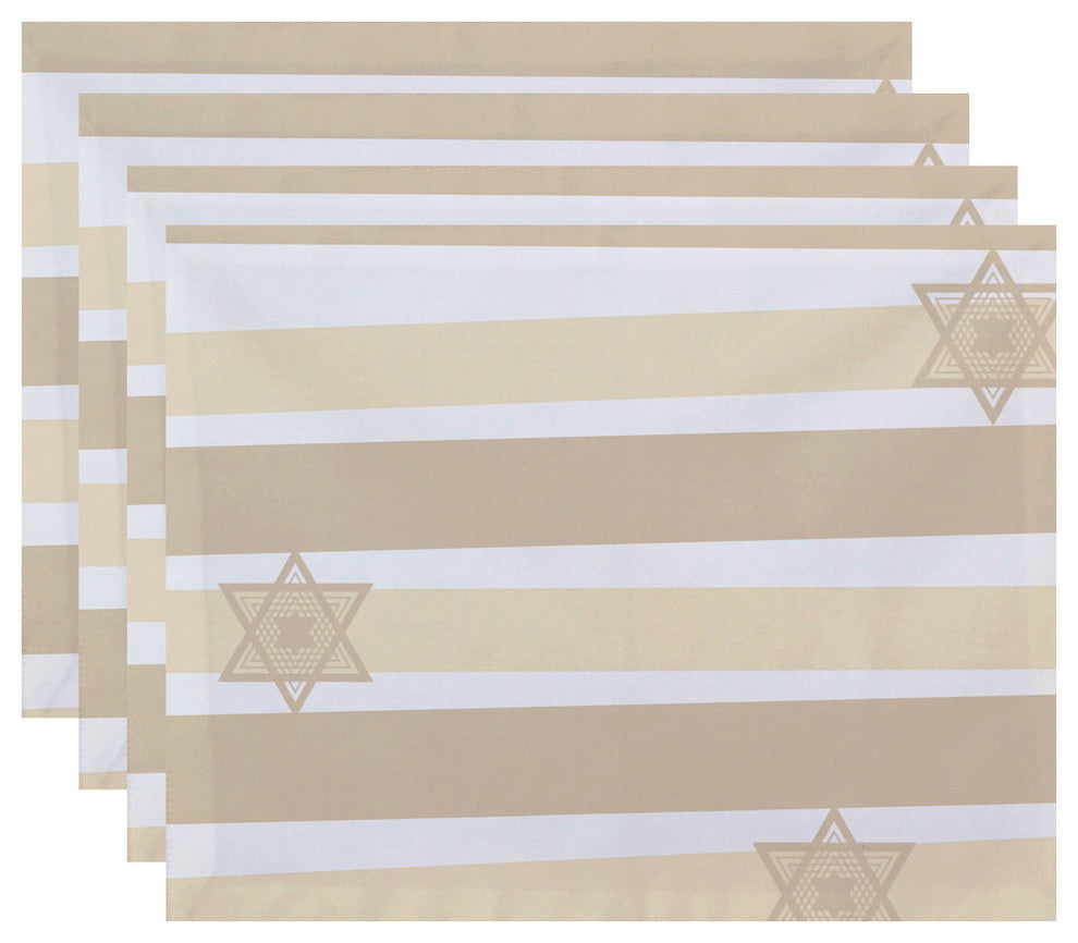 Decorative Holiday Placemat, Set of 4, Stripe, Cream/Off-White