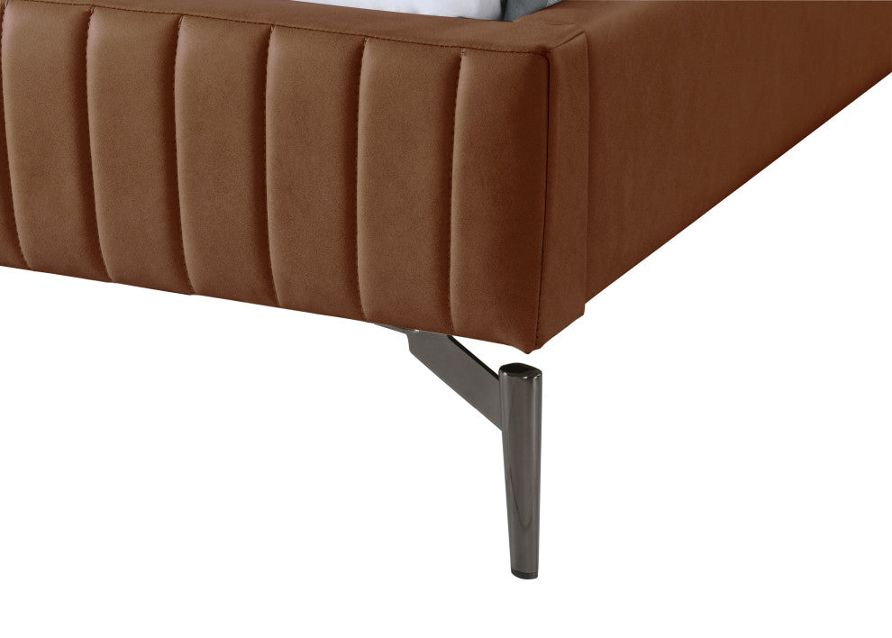 Gallo Vegan Leather Upholstered Bed, Cognac, King